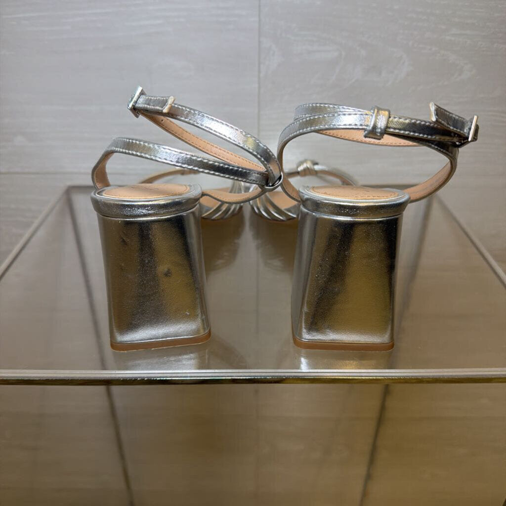 Jewel Badgley Mischka Silver Michelle Ankle Strap Heels 9