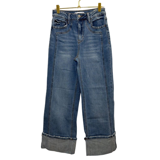 Flying Monkey Medium Wash Cuffed Wide Leg Jeans 24