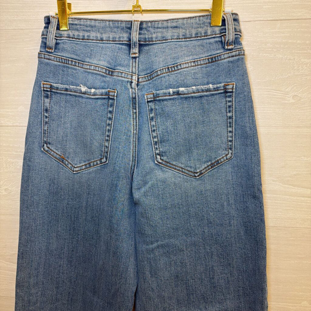 Flying Monkey Medium Wash Cuffed Wide Leg Jeans 24