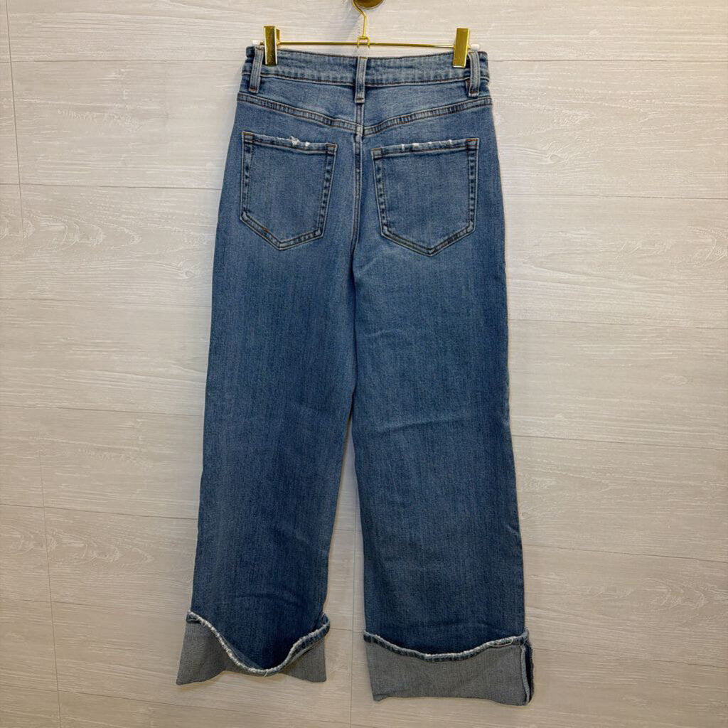Flying Monkey Medium Wash Cuffed Wide Leg Jeans 24