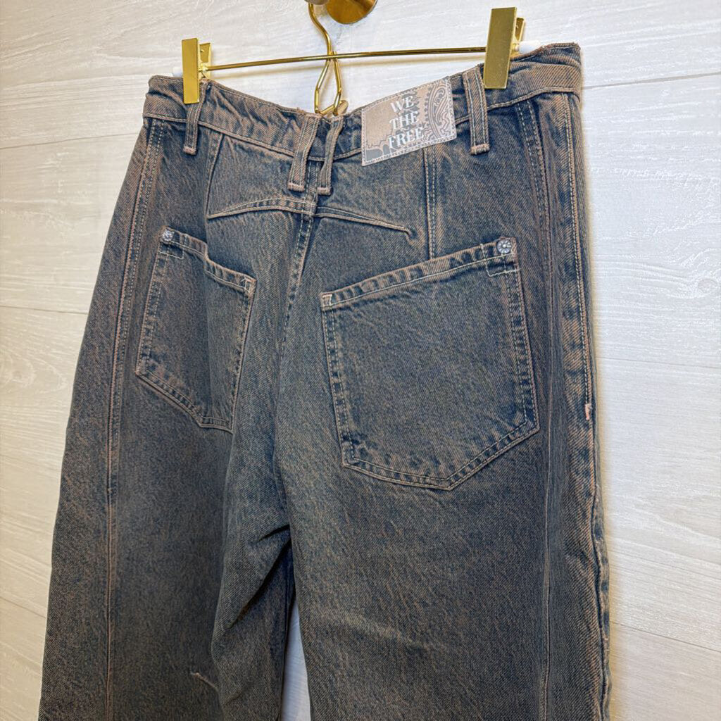 We The Free Washed Blue Barrel Jeans 25