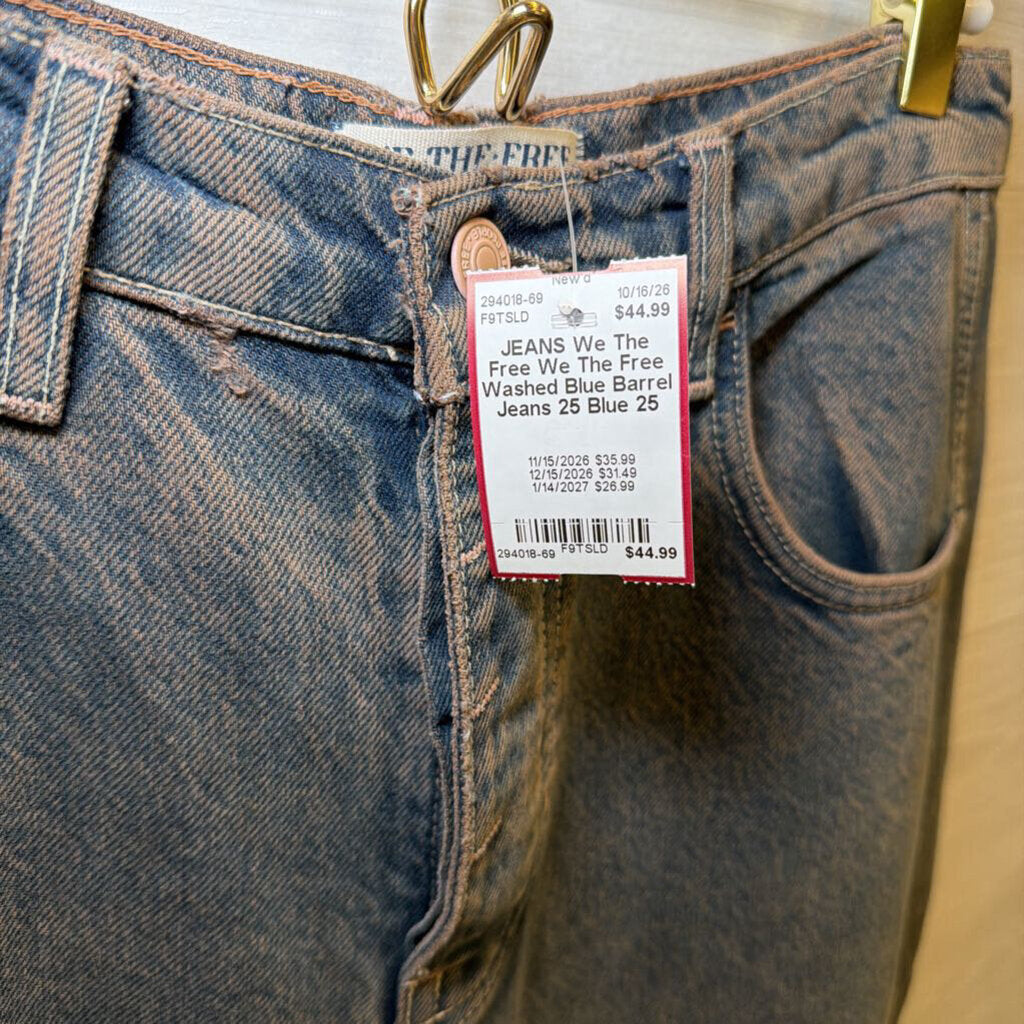We The Free Washed Blue Barrel Jeans 25