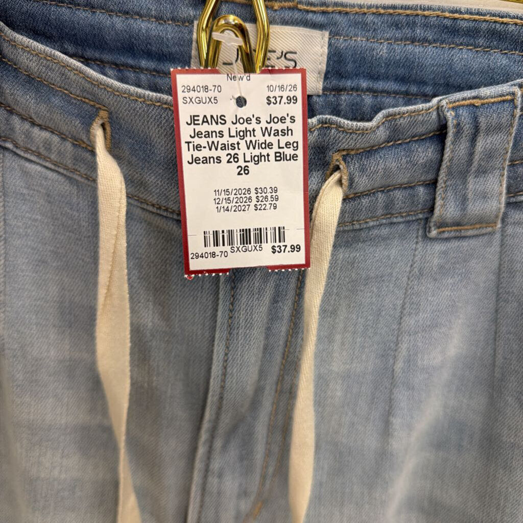 Joe's Jeans Light Wash Tie-Waist Wide Leg Jeans 26