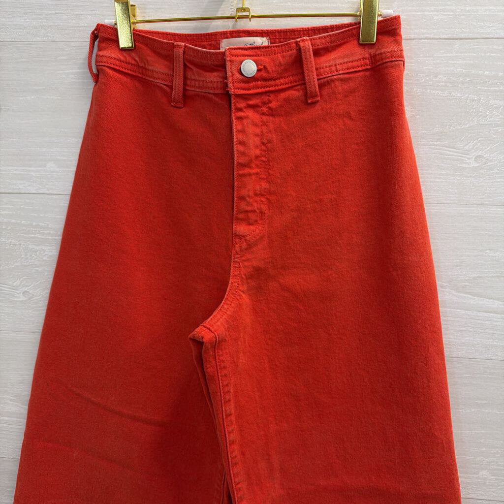 Red Denim Wide Leg Pants 2
