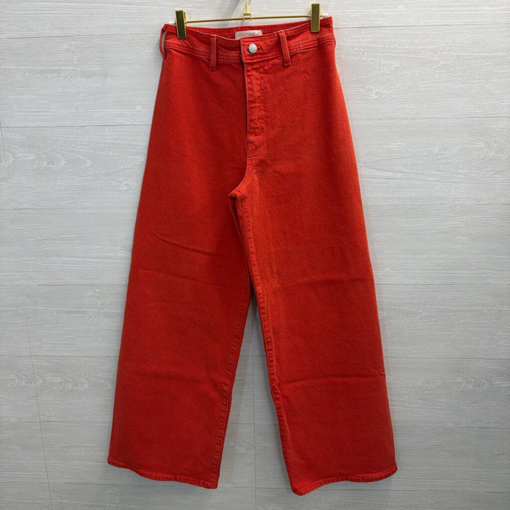 Red Denim Wide Leg Pants 2