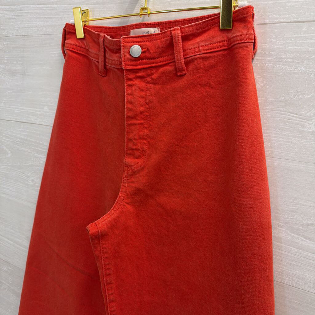 Red Denim Wide Leg Pants 2