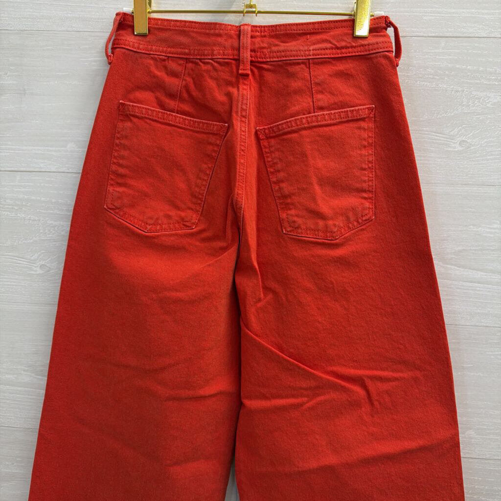 Red Denim Wide Leg Pants 2