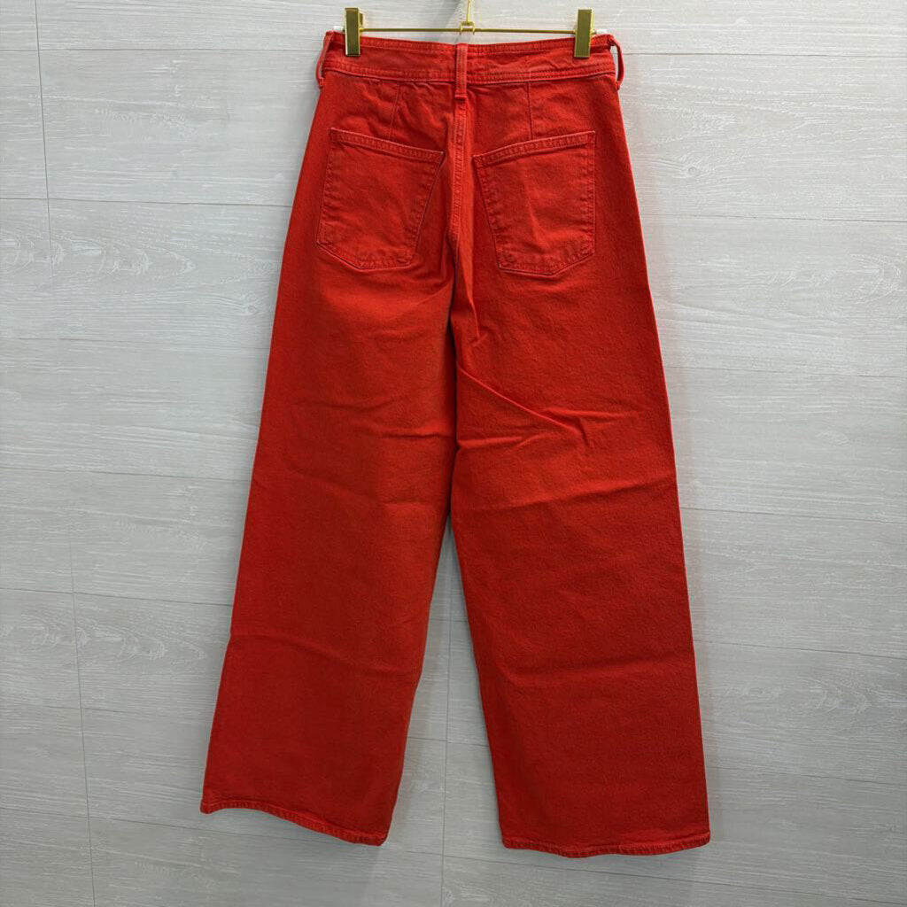 Red Denim Wide Leg Pants 2