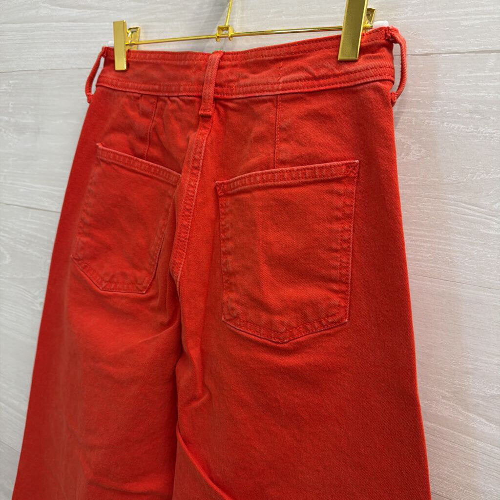 Red Denim Wide Leg Pants 2