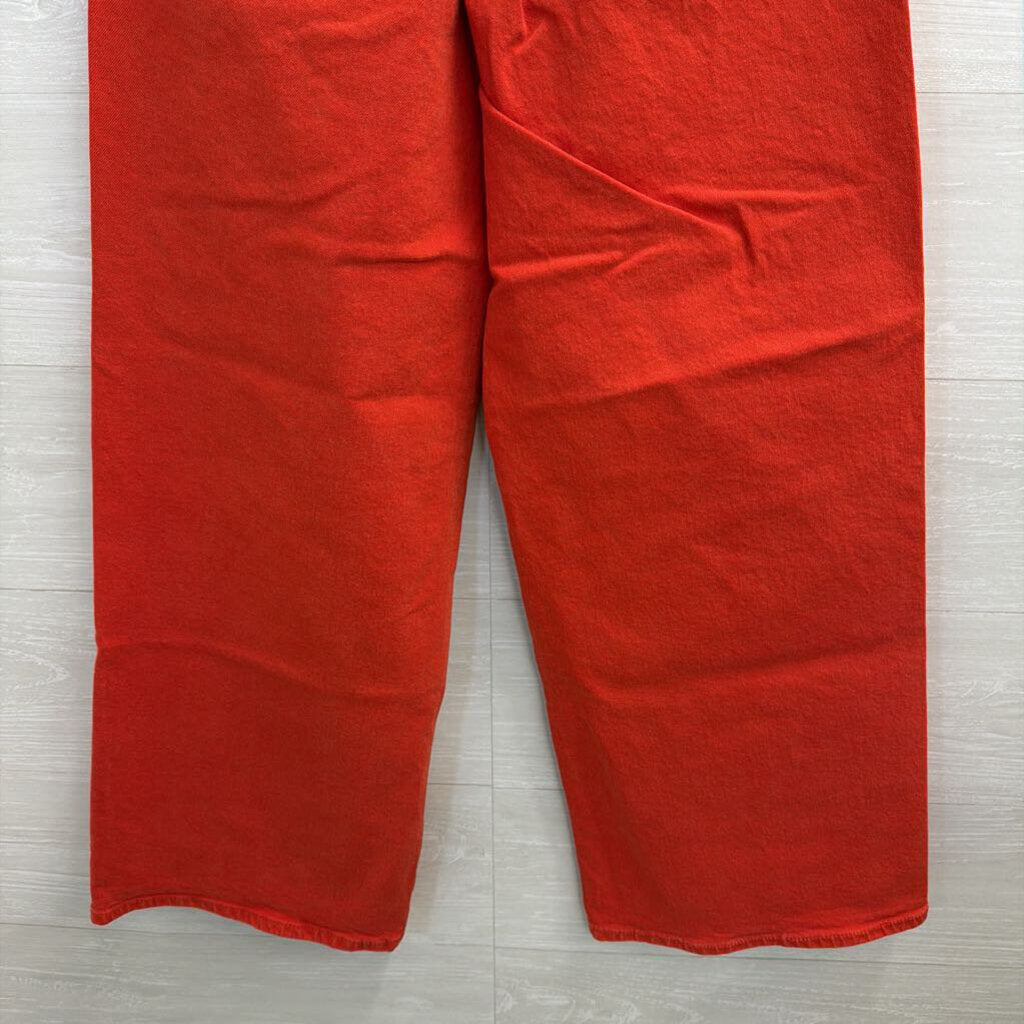 Red Denim Wide Leg Pants 2