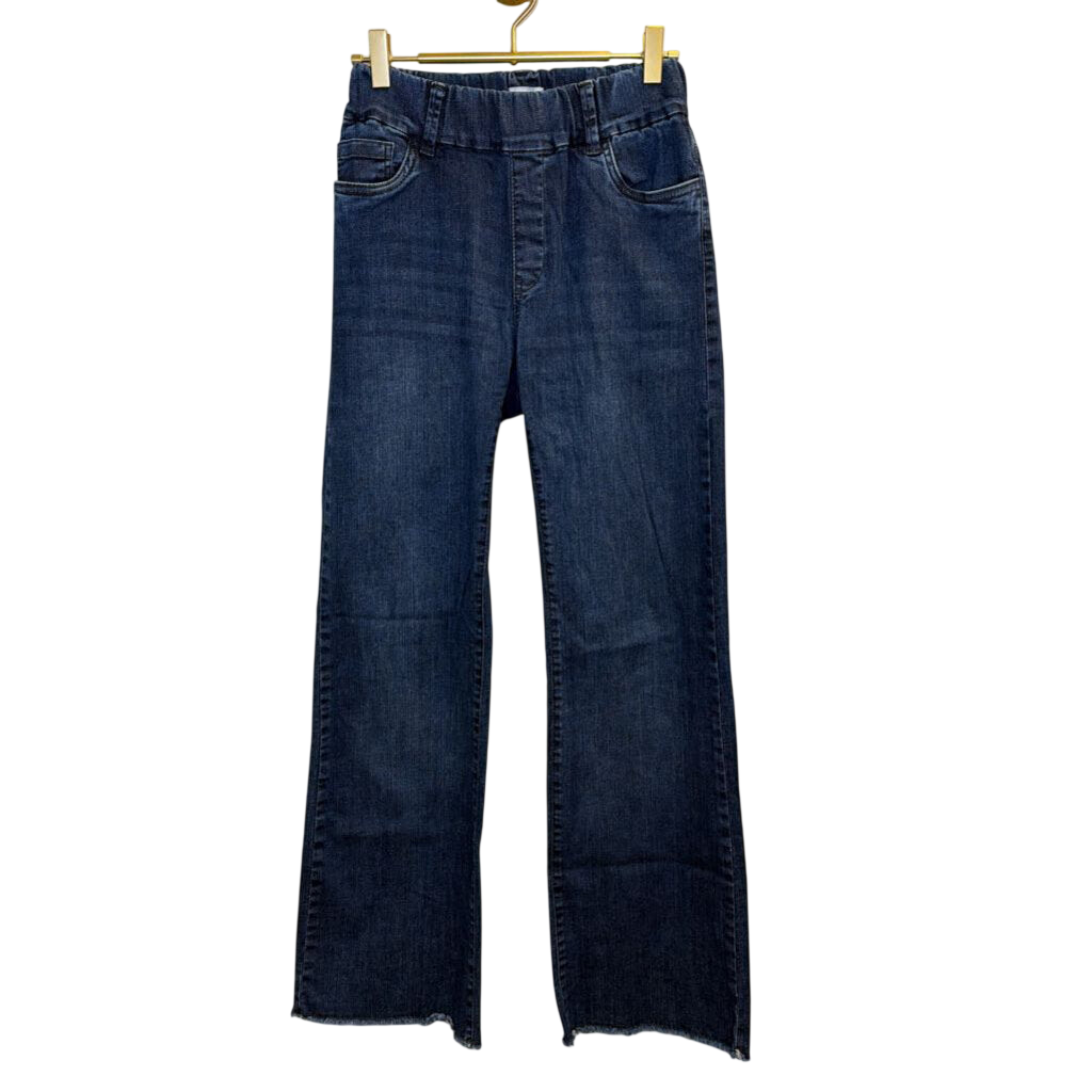 Flog Denim-Look Raw Hem Flare Pants 25