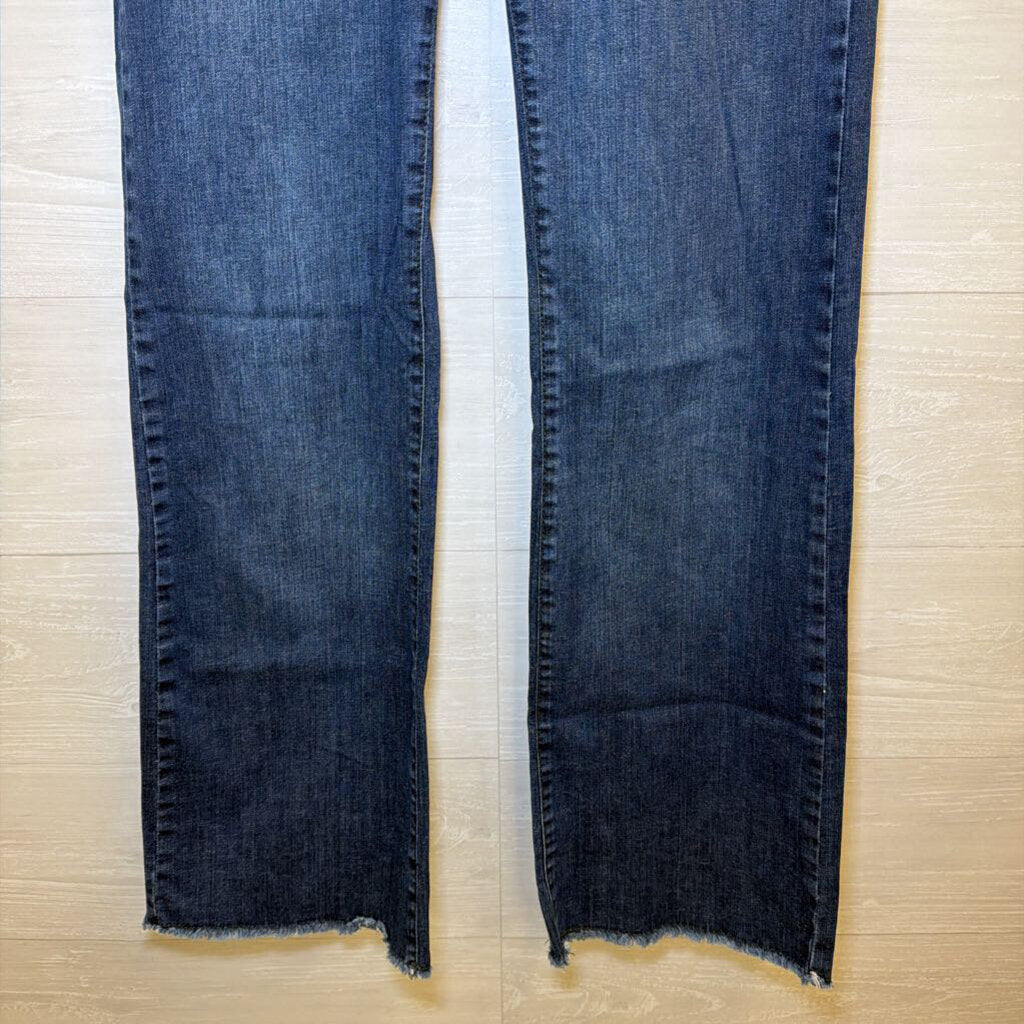 Flog Denim-Look Raw Hem Flare Pants 25