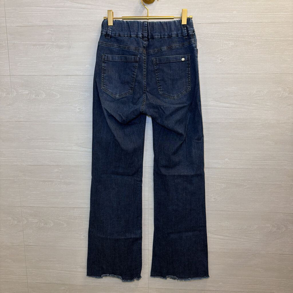 Flog Denim-Look Raw Hem Flare Pants 25