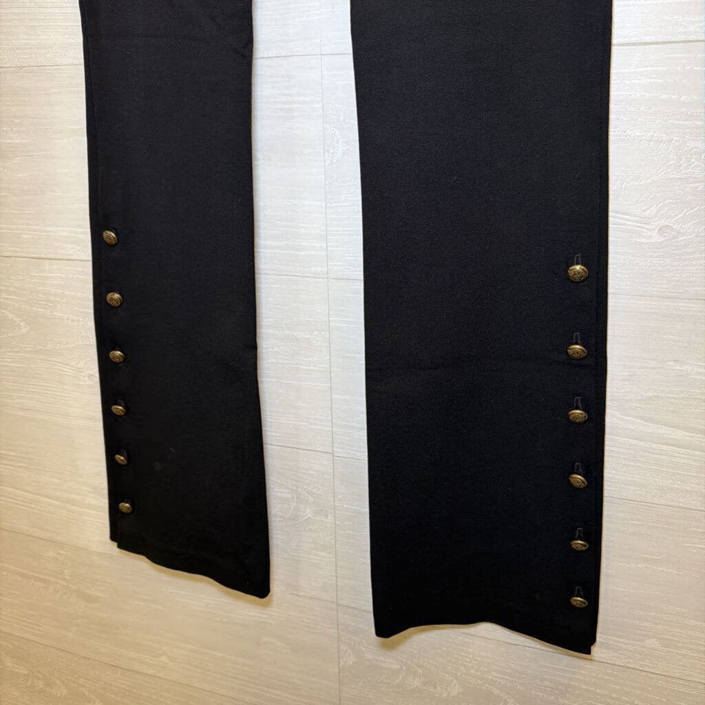 Fifteen Twenty Black Gold-Button Flare Pants Extra Small