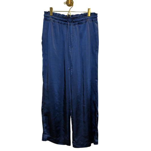 Melissa Nepton Blue Satin Wide Leg Pants Small