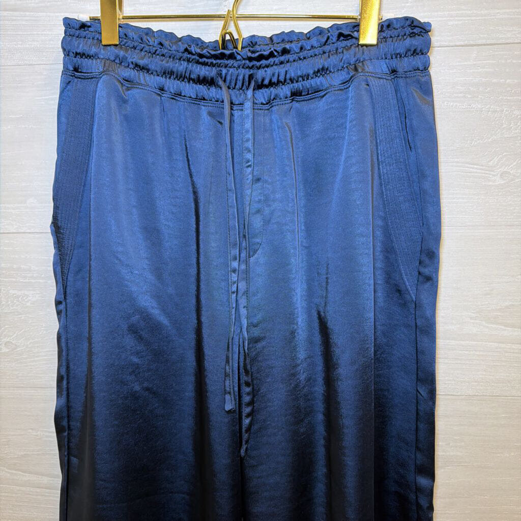 Melissa Nepton Blue Satin Wide Leg Pants Small