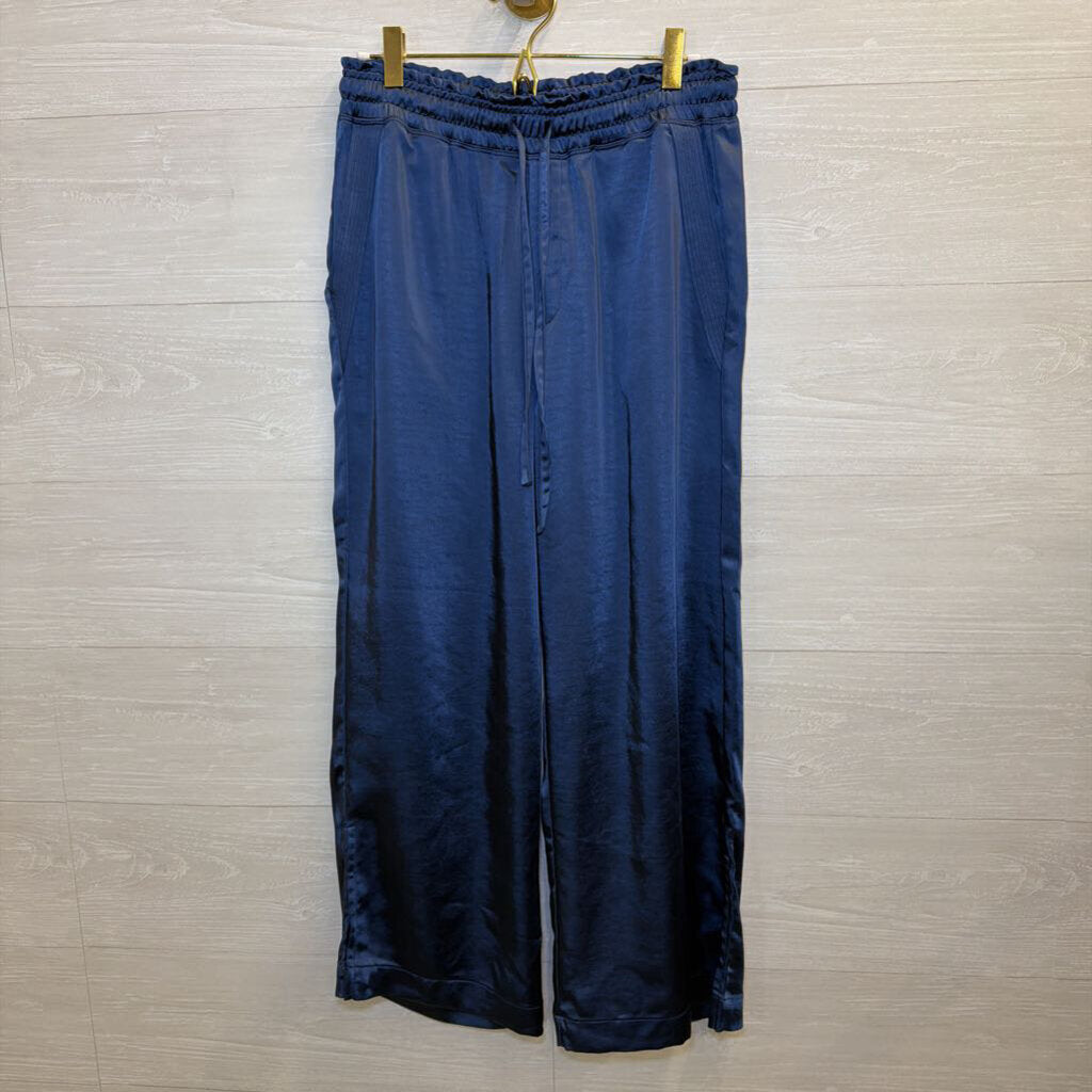 Melissa Nepton Blue Satin Wide Leg Pants Small