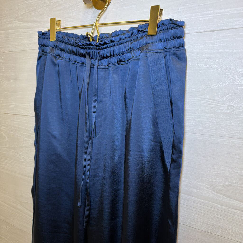 Melissa Nepton Blue Satin Wide Leg Pants Small