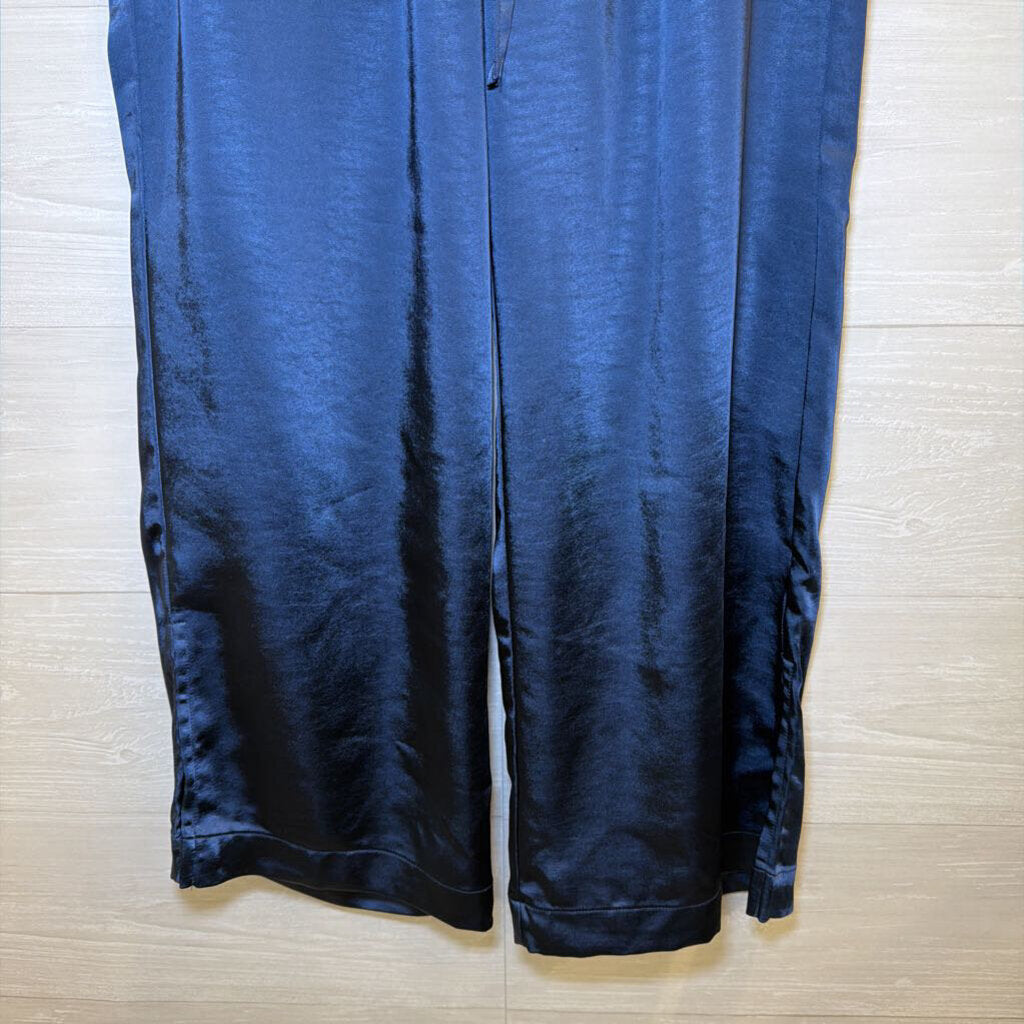 Melissa Nepton Blue Satin Wide Leg Pants Small