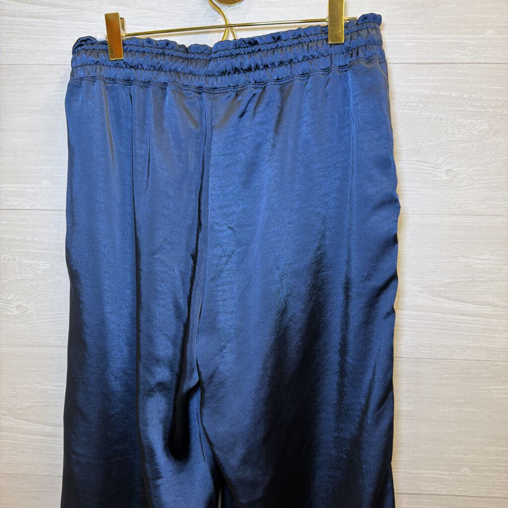Melissa Nepton Blue Satin Wide Leg Pants Small