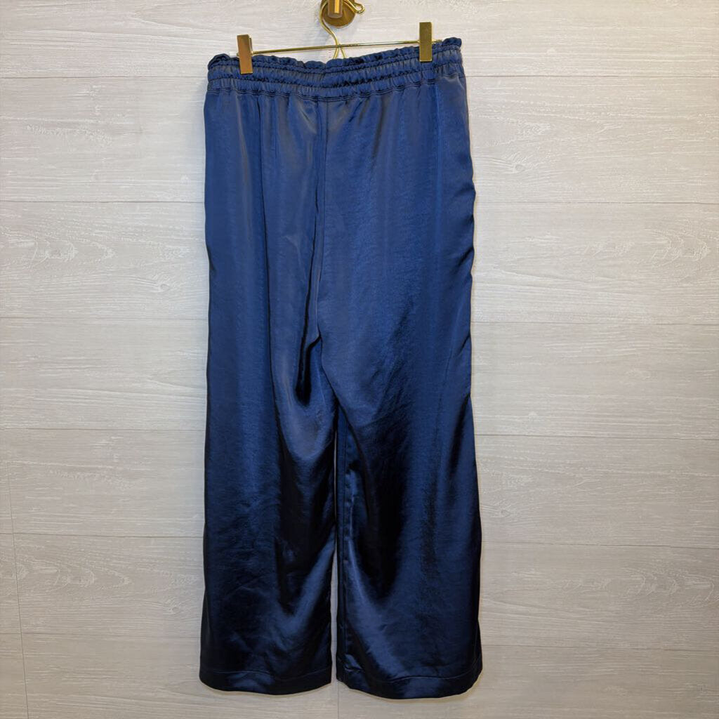 Melissa Nepton Blue Satin Wide Leg Pants Small