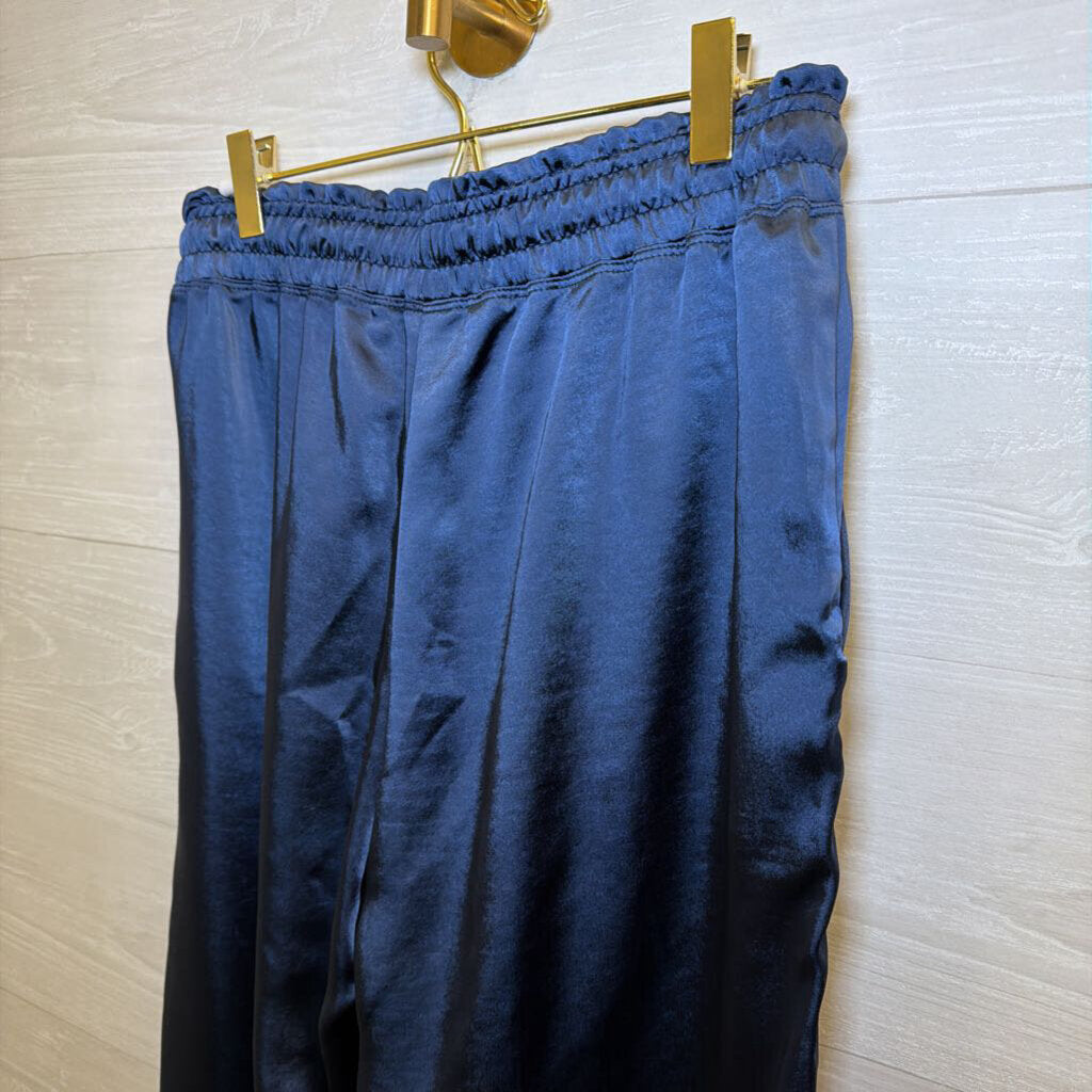 Melissa Nepton Blue Satin Wide Leg Pants Small