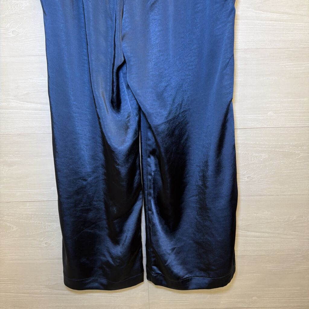 Melissa Nepton Blue Satin Wide Leg Pants Small
