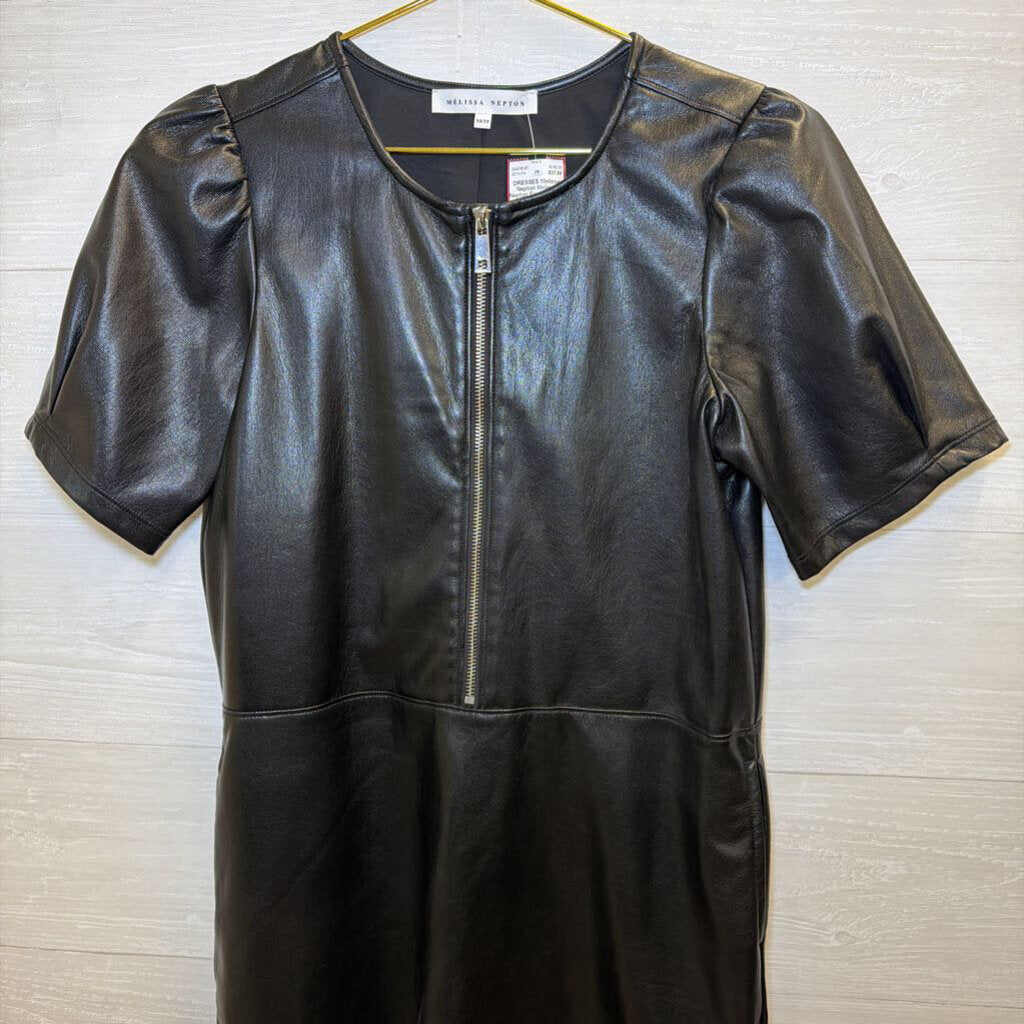 Melissa Nepton Faux Leather Zip Front Dress Extra Small