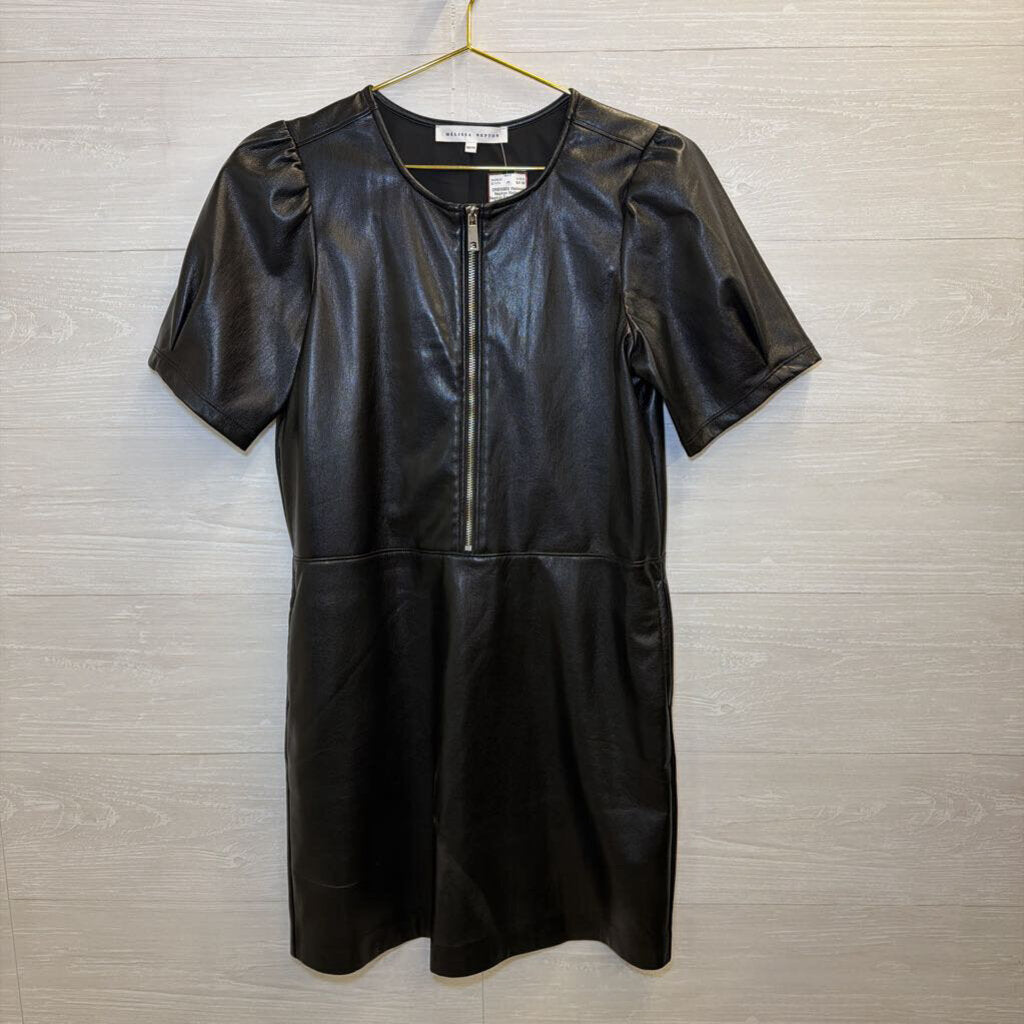 Melissa Nepton Faux Leather Zip Front Dress Extra Small