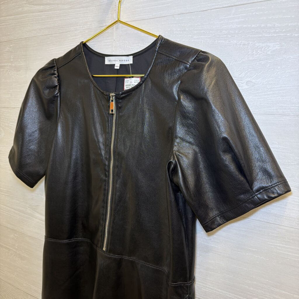 Melissa Nepton Faux Leather Zip Front Dress Extra Small