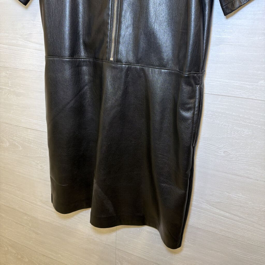 Melissa Nepton Faux Leather Zip Front Dress Extra Small