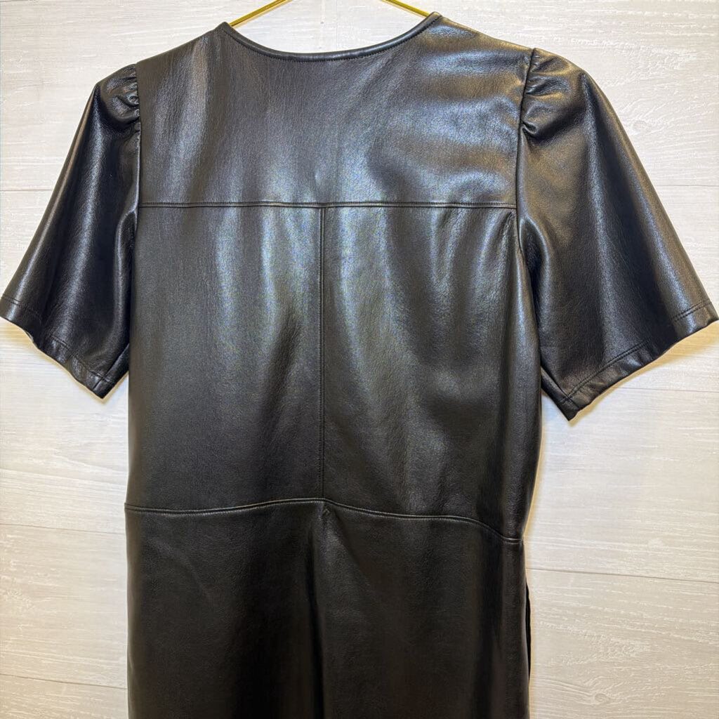 Melissa Nepton Faux Leather Zip Front Dress Extra Small