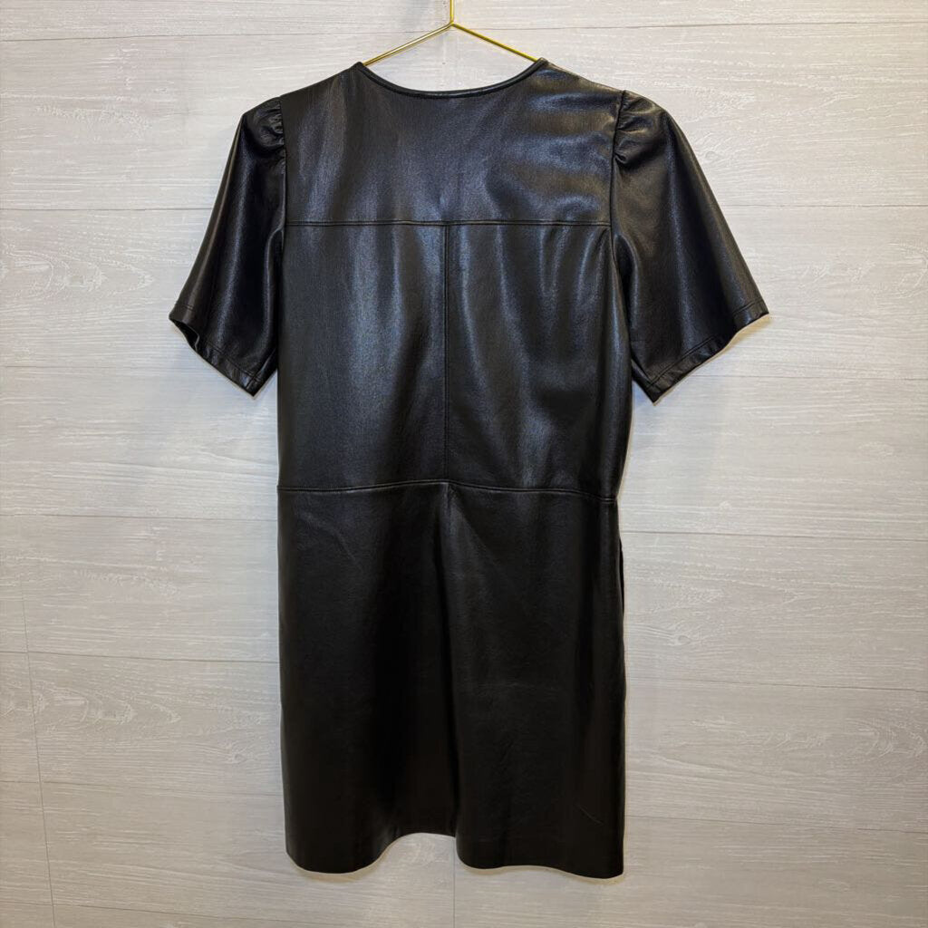 Melissa Nepton Faux Leather Zip Front Dress Extra Small