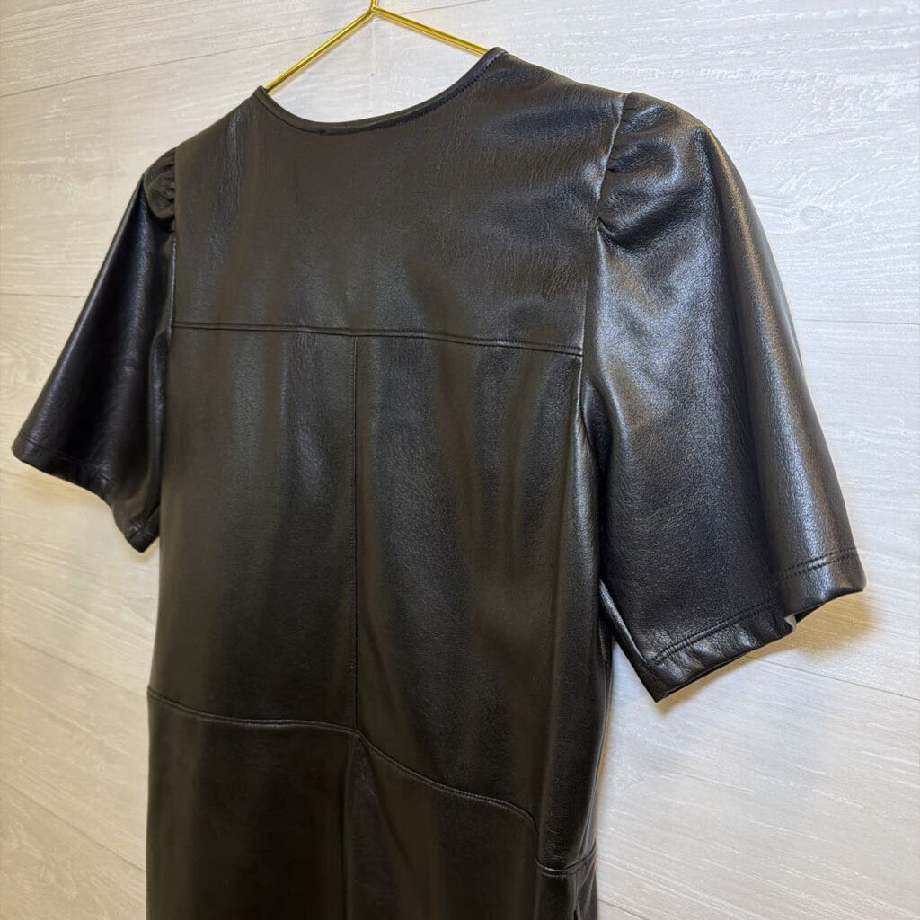 Melissa Nepton Faux Leather Zip Front Dress Extra Small