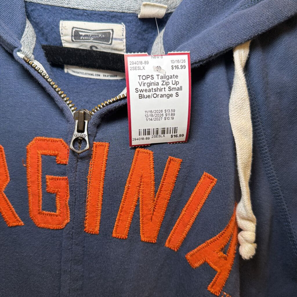 Virginia Zip Up Sweatshirt Small