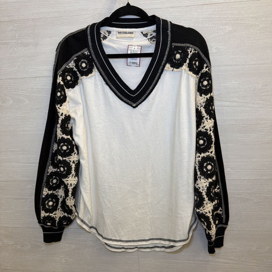 We The Free Black/White Crochet Long Sleeve Top Small