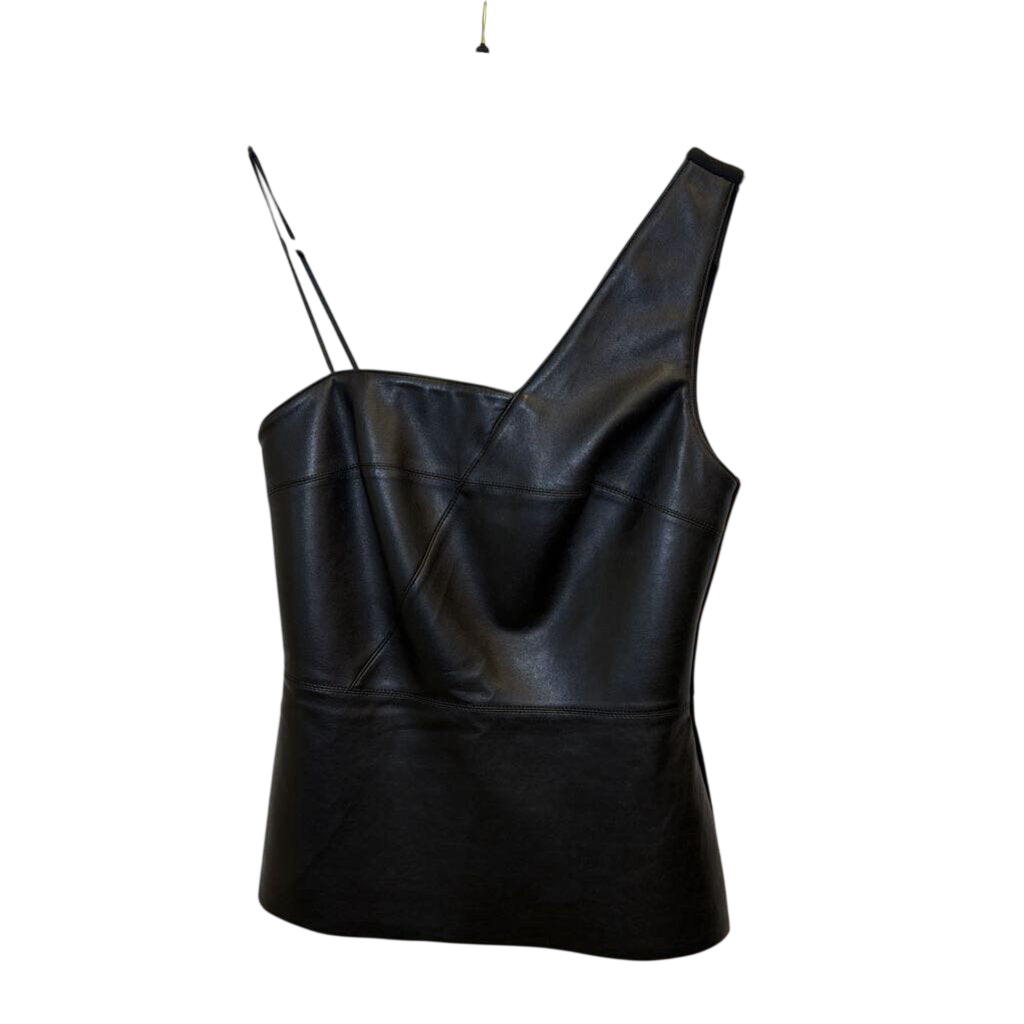 Bailey 44 Faux Leather One-Shoulder Top Small