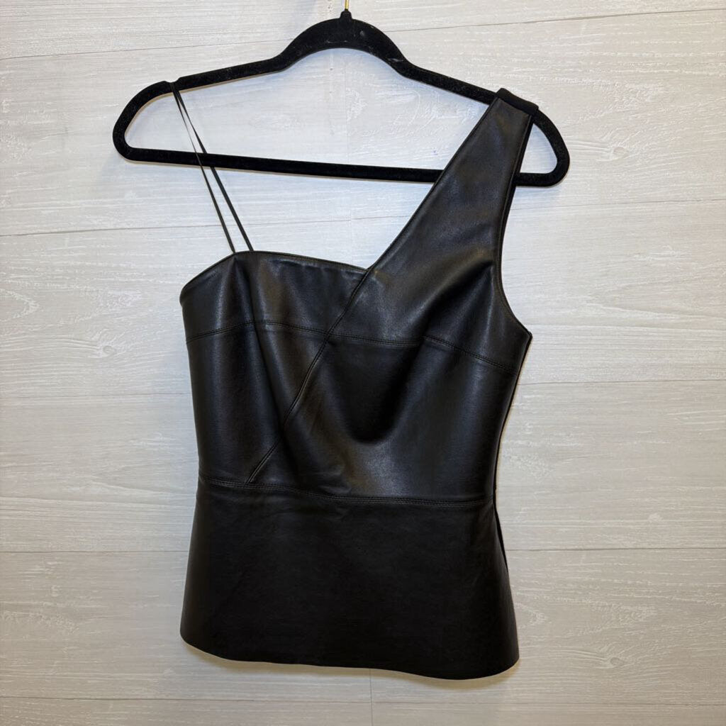 Bailey 44 Faux Leather One-Shoulder Top Small