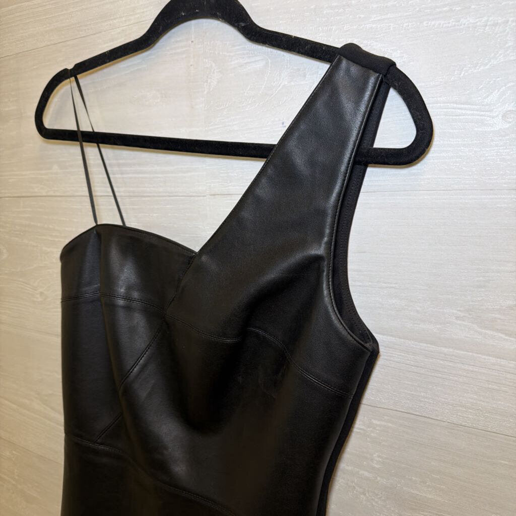 Bailey 44 Faux Leather One-Shoulder Top Small