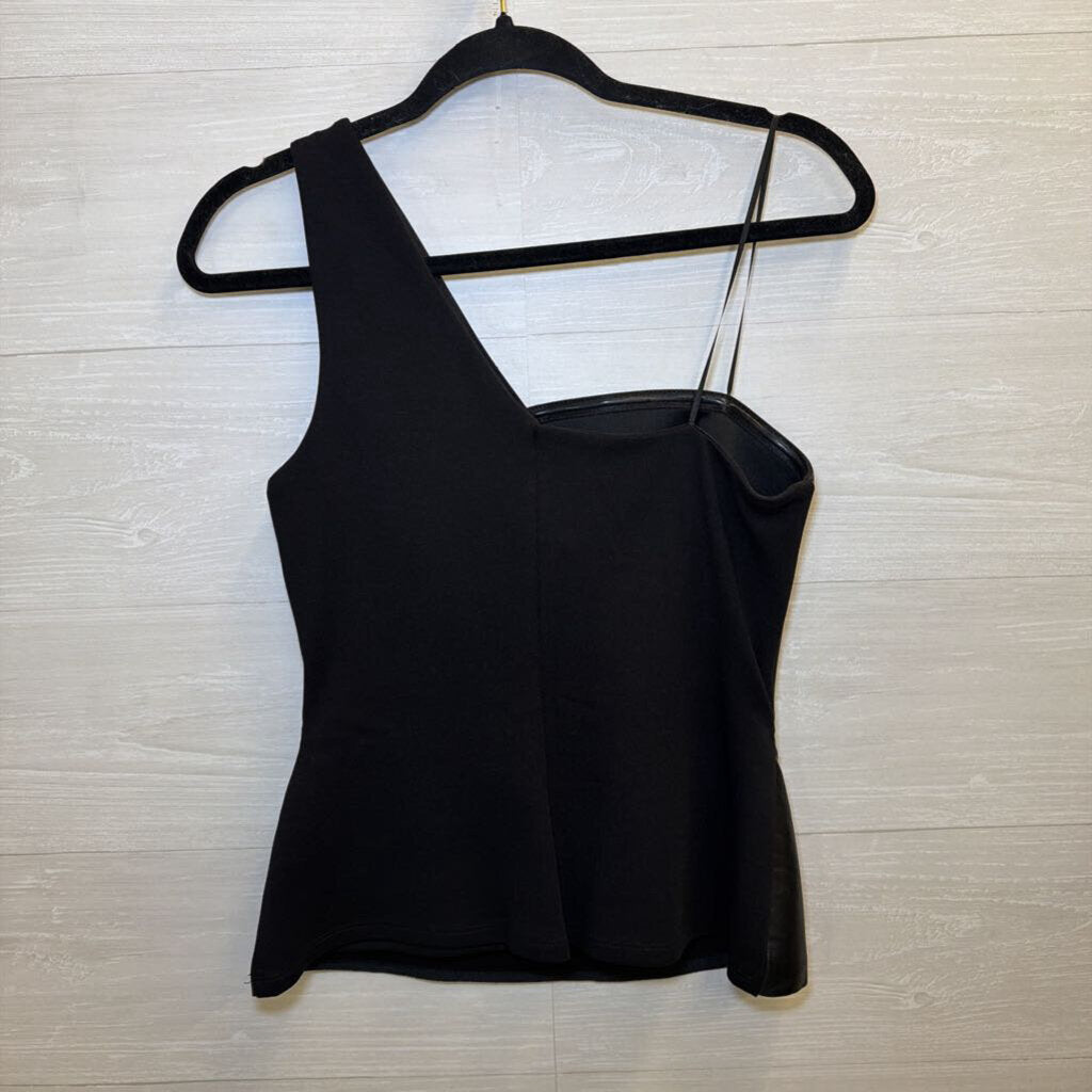 Bailey 44 Faux Leather One-Shoulder Top Small