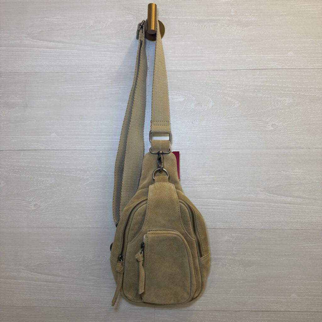 Free People Beige Suede Sling Bag