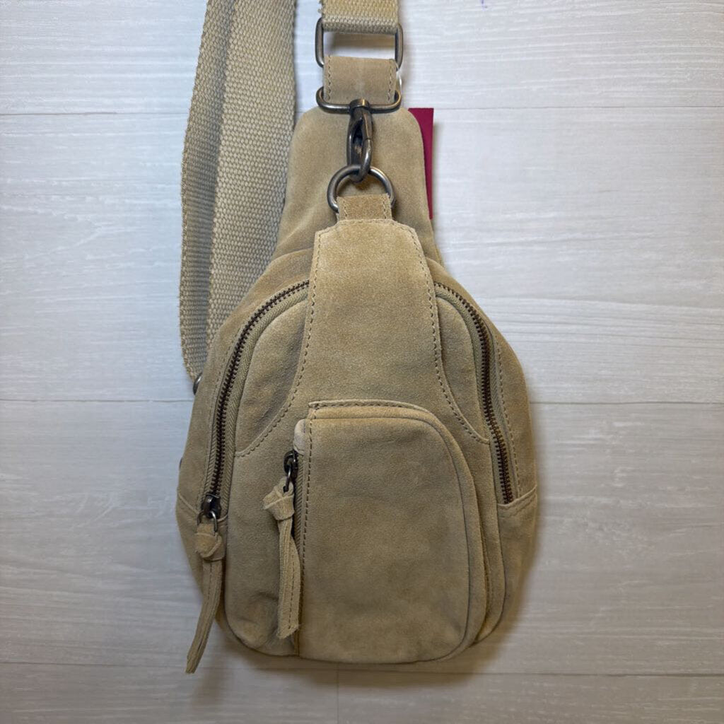 Free People Beige Suede Sling Bag