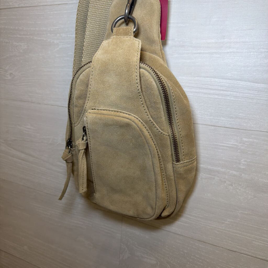 Free People Beige Suede Sling Bag
