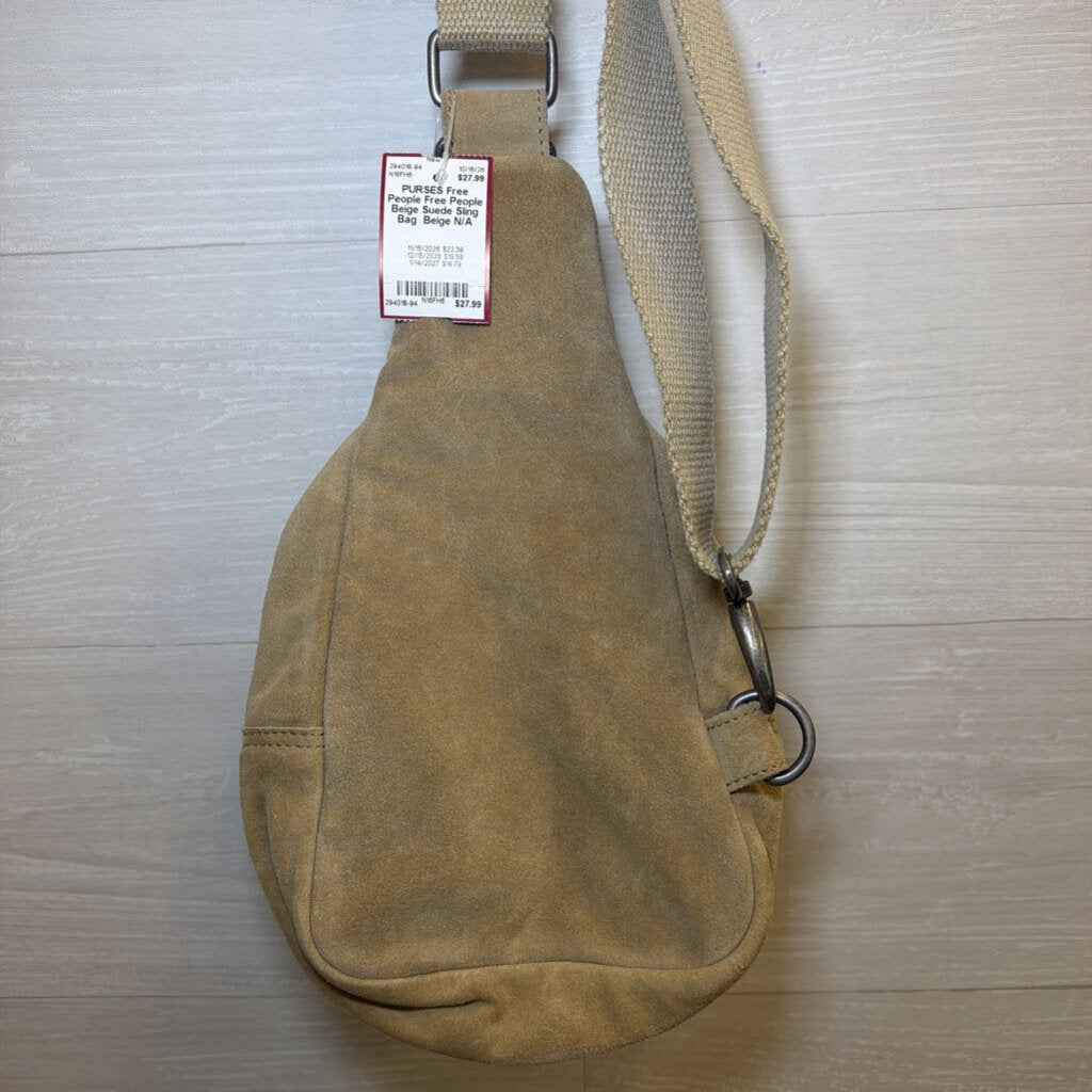 Free People Beige Suede Sling Bag