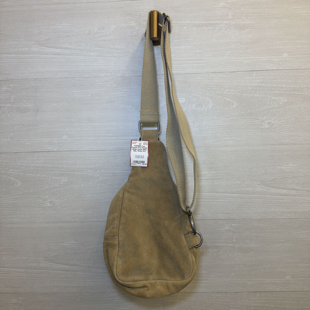 Free People Beige Suede Sling Bag