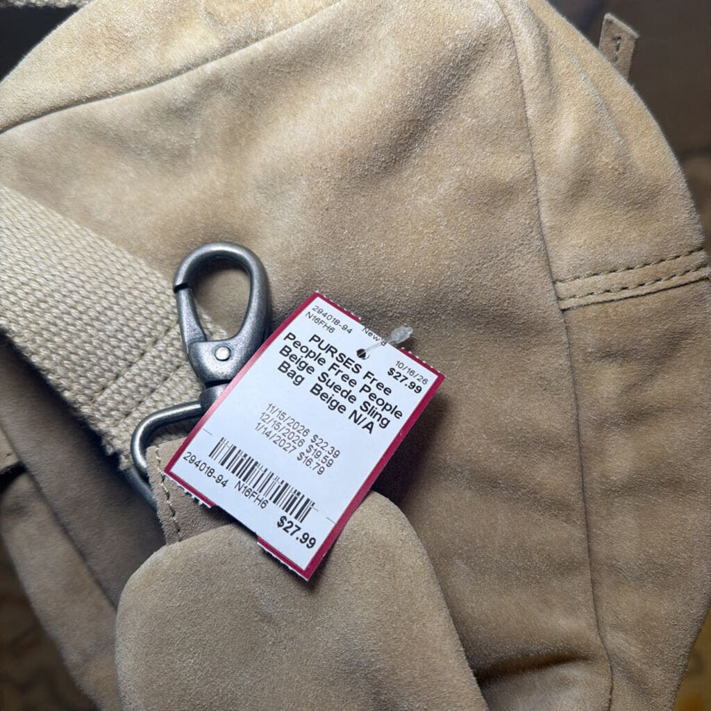 Free People Beige Suede Sling Bag