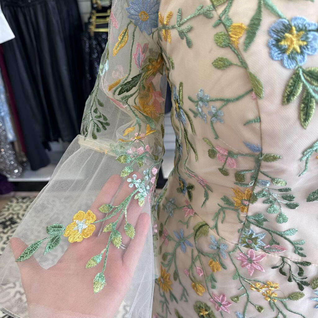 Floral Embroidered Mesh Bell Sleeve 16