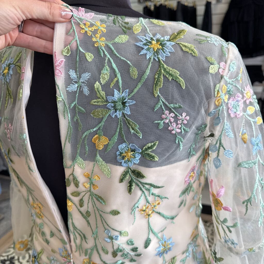 Floral Embroidered Mesh Bell Sleeve 16