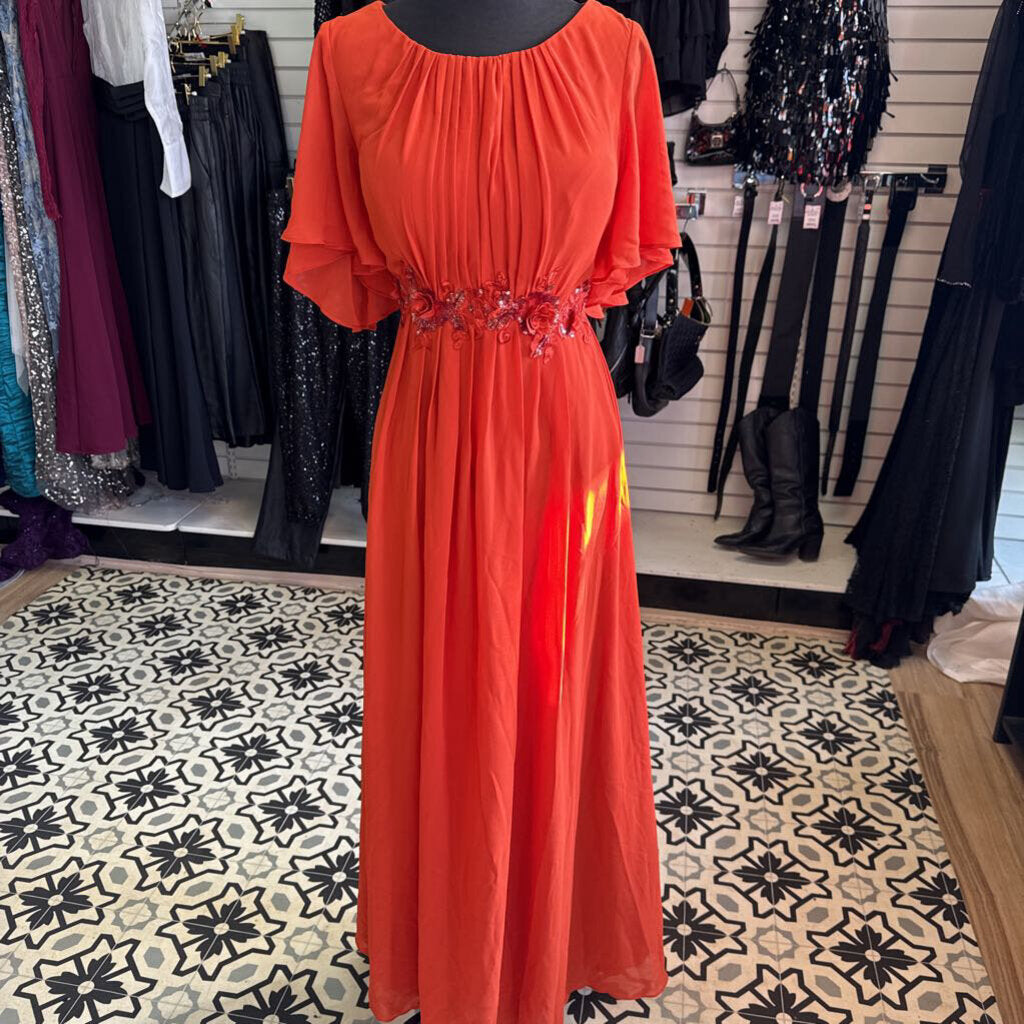 Burnt Orange Chiffon Short Sleeve XL