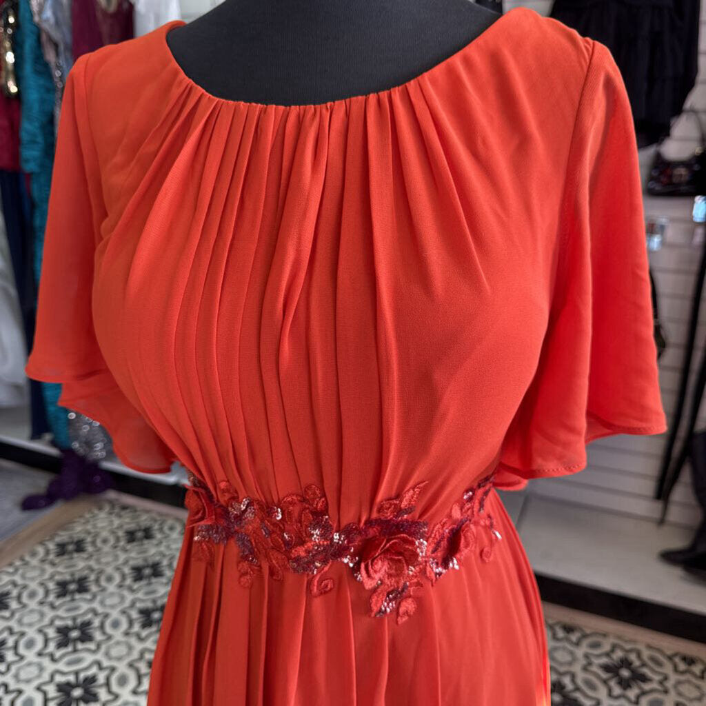 Burnt Orange Chiffon Short Sleeve XL